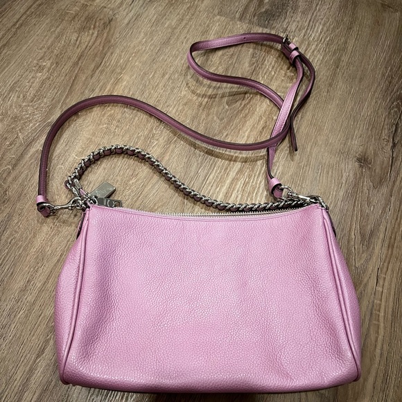 Coach Pebble Leather Carrie Pink Metallic Crossbody Bag - Picture 15 of 16